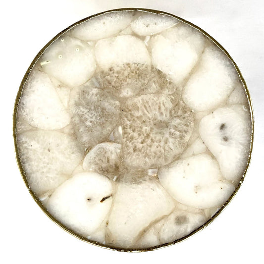 Elegancki Stojak na Ciasto / Patera z Białego Kryształowego Agatu