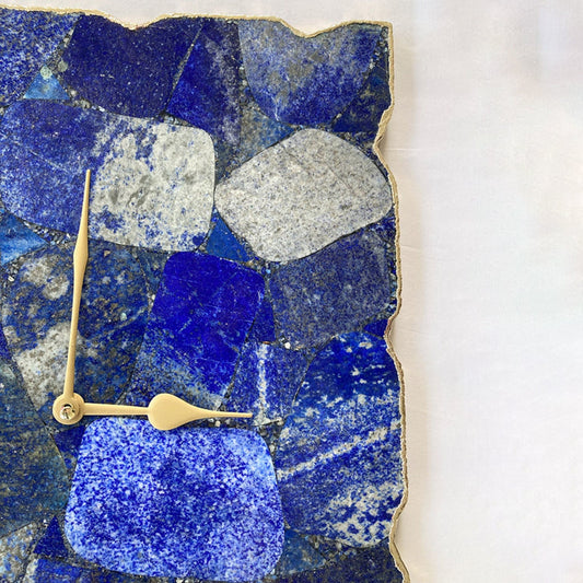 Ekskluzywny Zegar Ścienny z Naturalnego Kamienia Lapis Lazuli
