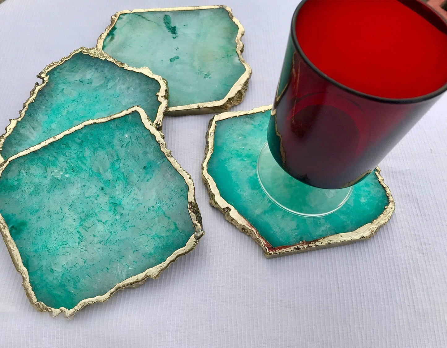 Zestaw 4 Podstawek (Coasters) z Naturalnego Agatu