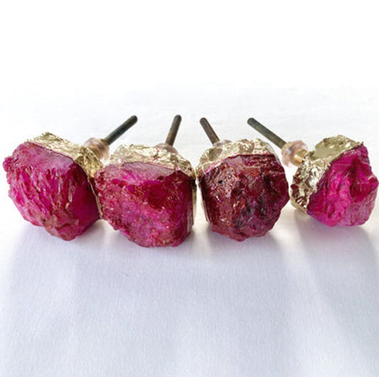 Gałki Meblowe z Różowego Agatu Kryształowego