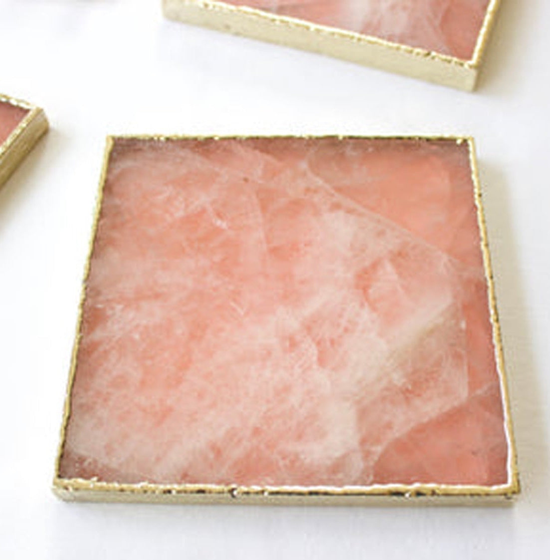 Zestaw 4 Kwadratowych Podkładek z Agatu Różowego