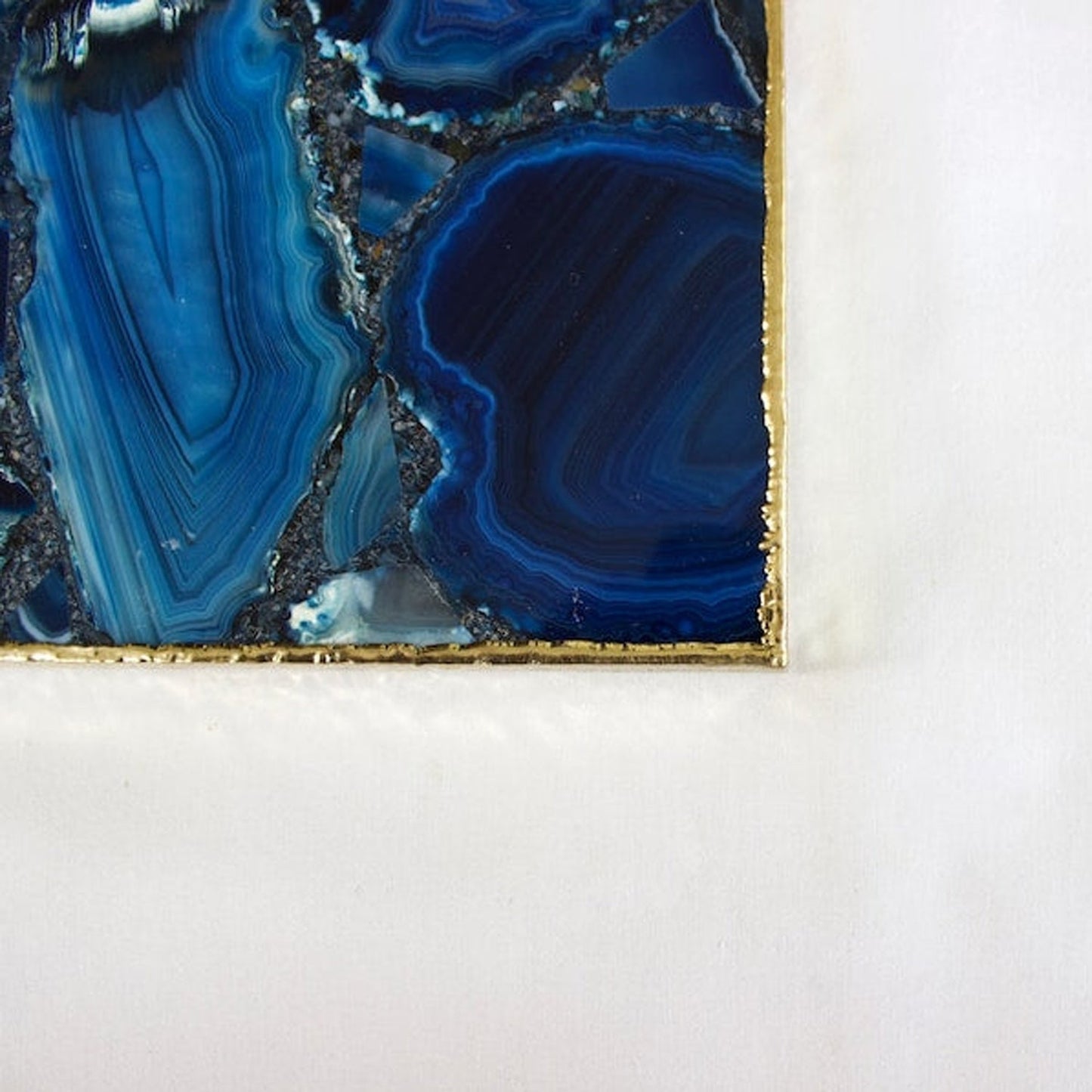 Blue Agate Serving Tray With Brass Handles | Square-3