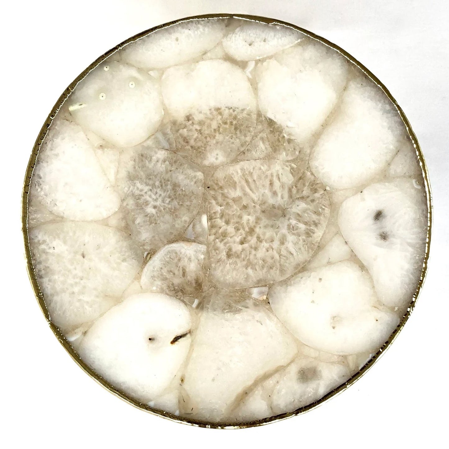 Elegancki Stojak na Ciasto / Patera z Białego Kryształowego Agatu