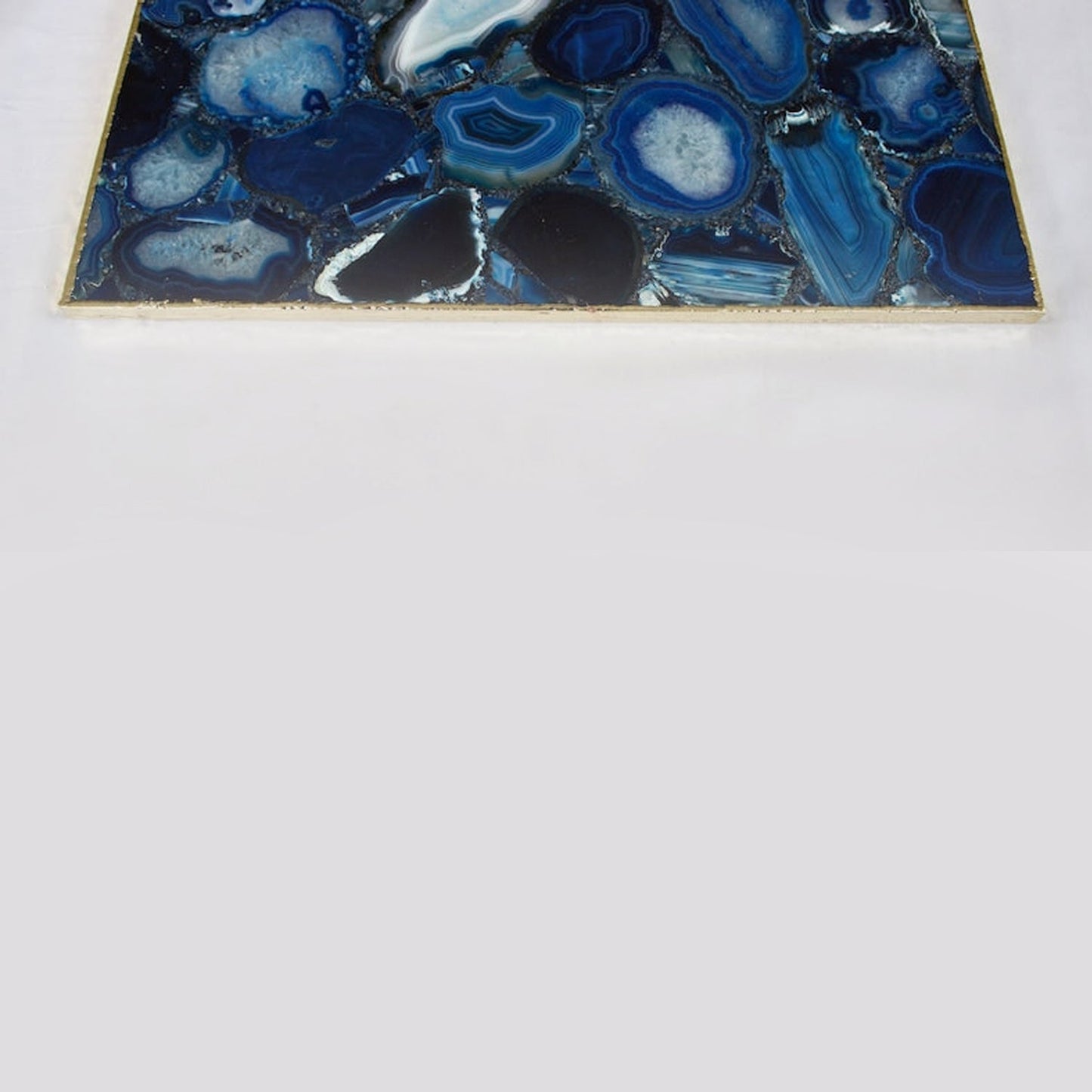 Blue Agate Serving Tray With Brass Handles | Square-4