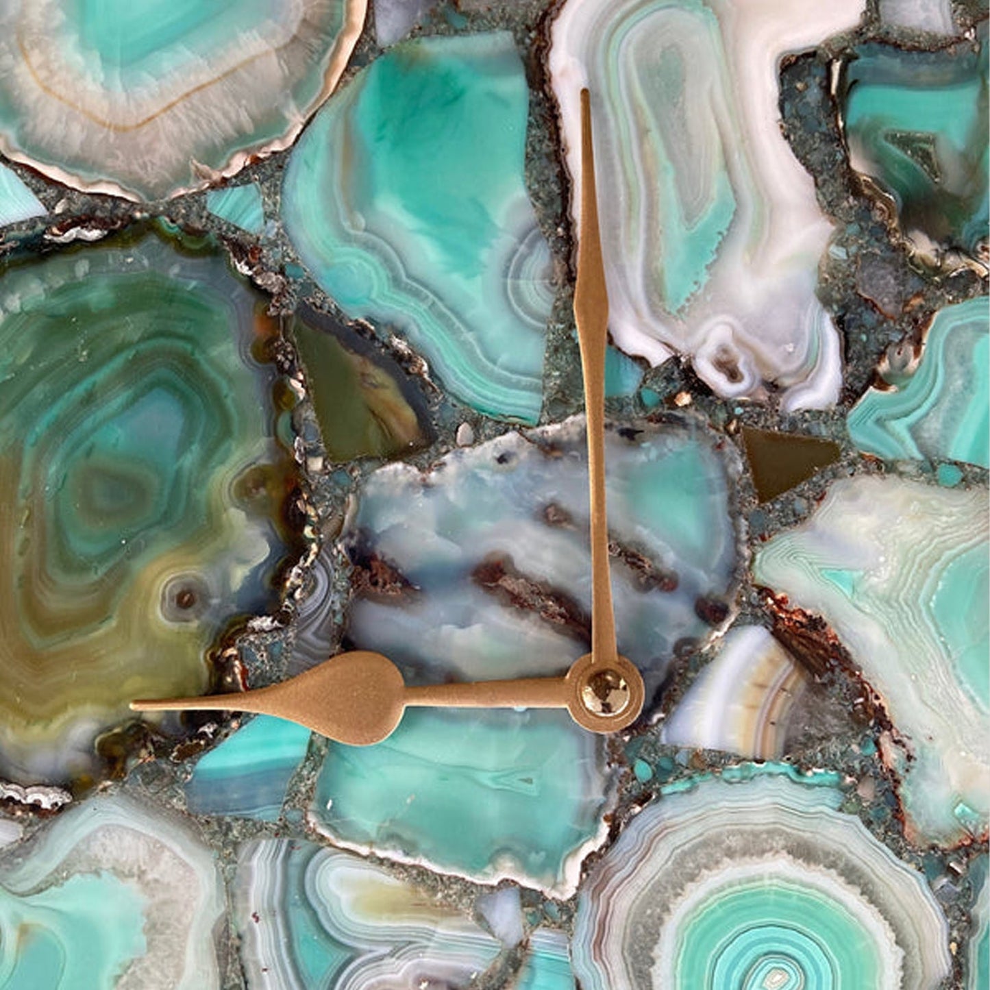 Large Green Agate Wall Clock/Personalised Momento/10"x15"-1