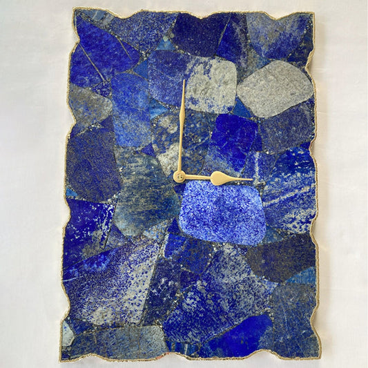 Ekskluzywny Zegar Ścienny z Naturalnego Kamienia Lapis Lazuli