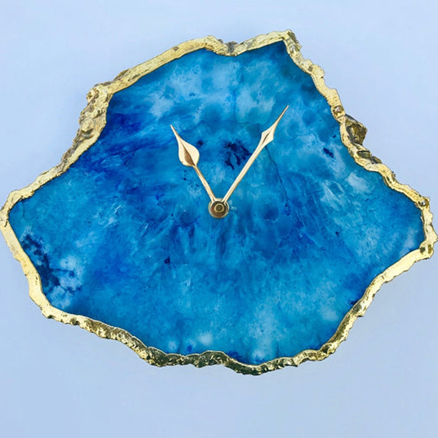 Ocean Blue Large Agate Wall/Table Clock/Personalised Momento-0