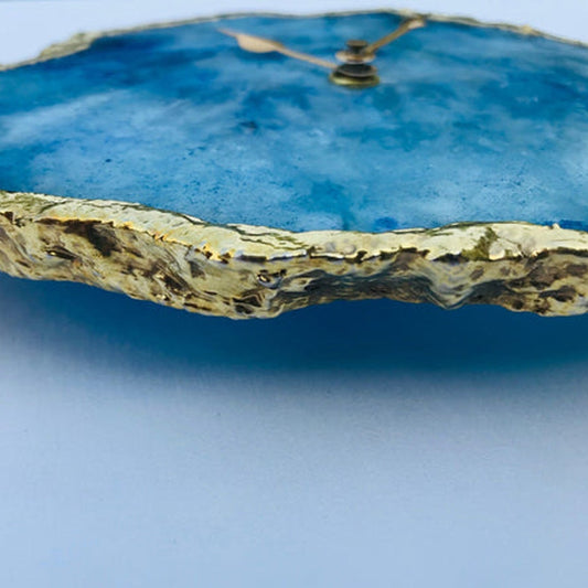 Ocean Blue Large Agate Wall/Table Clock/Personalised Momento-1