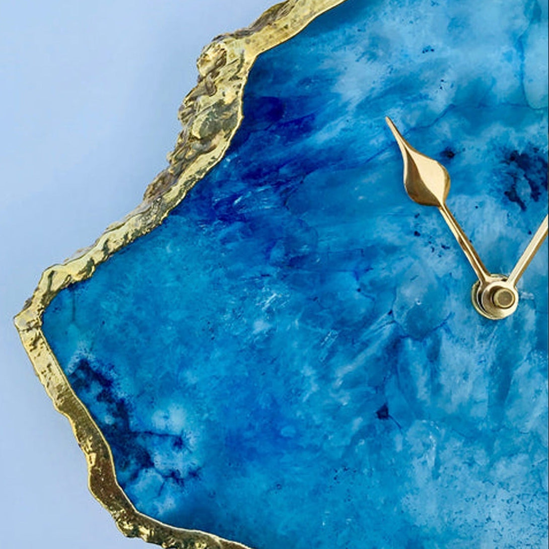 Ocean Blue Large Agate Wall/Table Clock/Personalised Momento-2