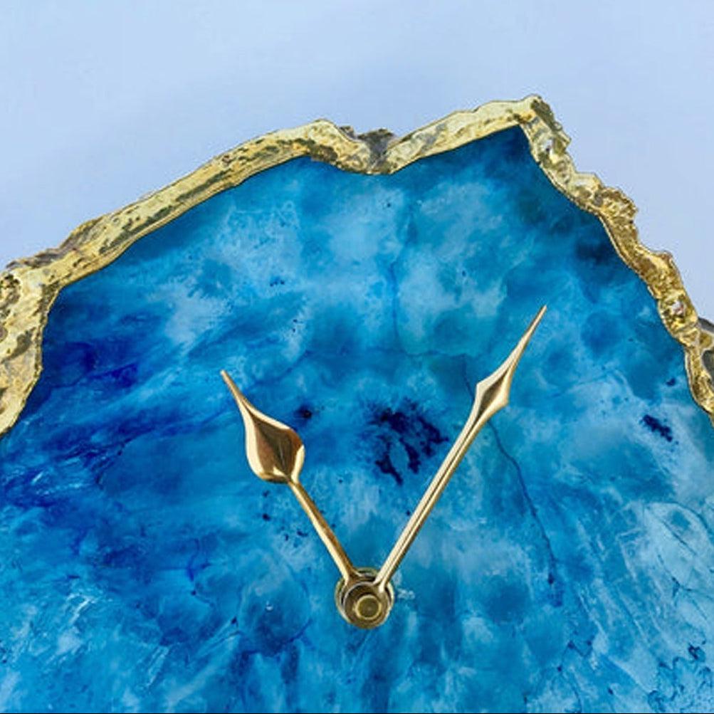 Ocean Blue Large Agate Wall/Table Clock/Personalised Momento-3