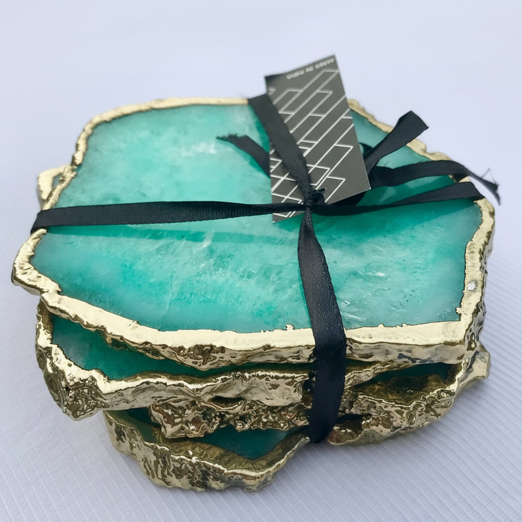 Zestaw 4 Podstawek (Coasters) z Naturalnego Agatu