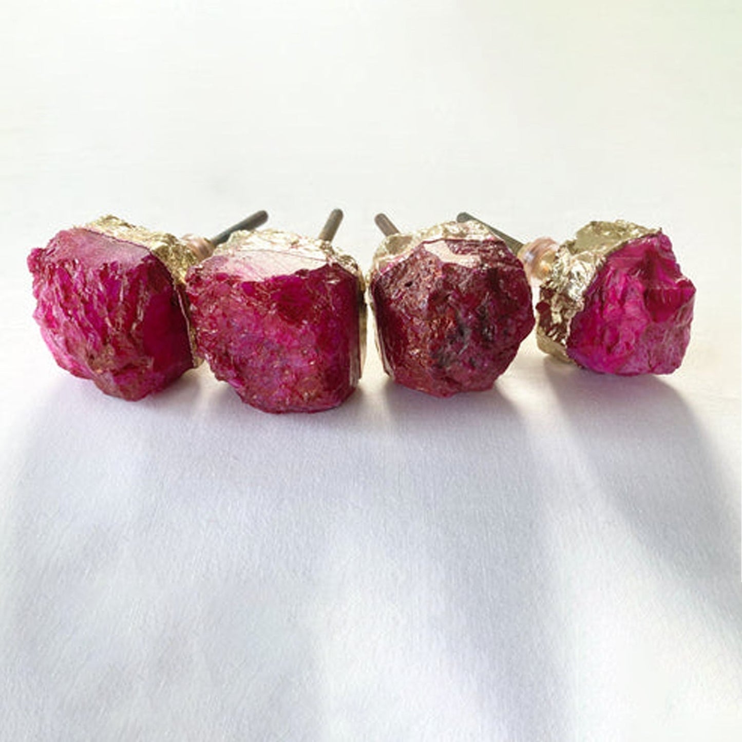 Gałki Meblowe z Różowego Agatu Kryształowego