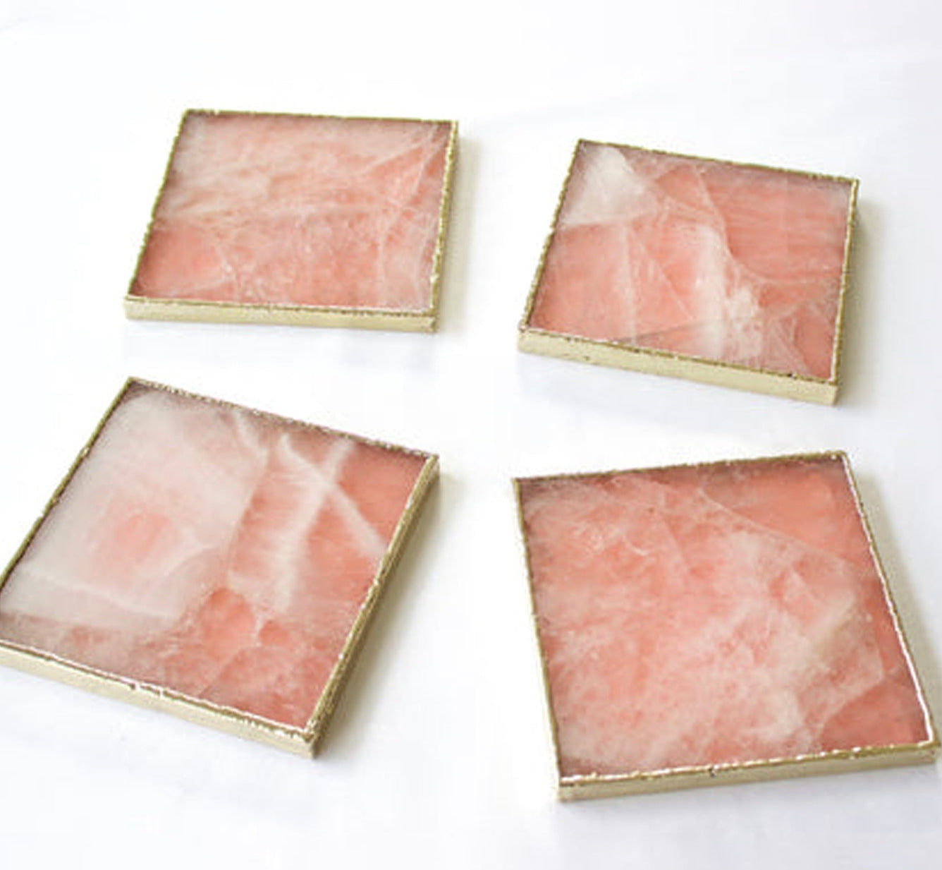 Zestaw 4 Kwadratowych Podkładek z Agatu Różowego
