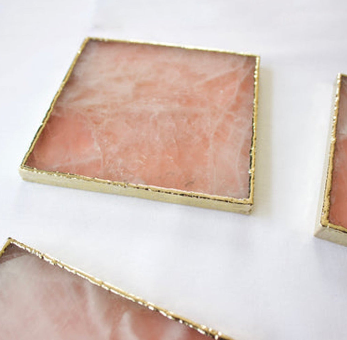 Zestaw 4 Kwadratowych Podkładek z Agatu Różowego