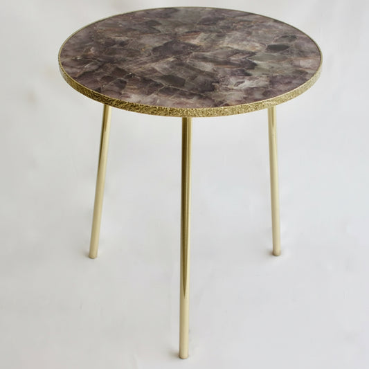 Luksusowy Okrągły Stolik Kawowy z Agatu Ametystowego